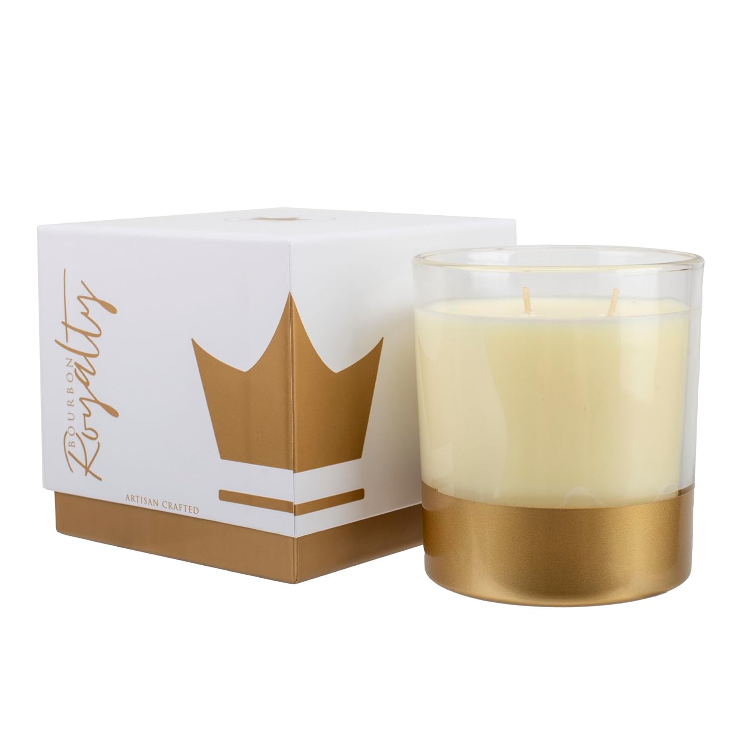 Elegant Golden Crown Artisan Crafted 14 Ounce Glass/Wax Scented Votive Boxed Jar Candle For Home Or Office, Burgundy, White/Gold, Bry-Bg-14Bx