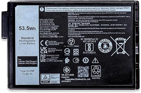 XVJNP 11.4V 53.5Wh Replacement Laptop Battery for Dell Latitude 5430 and 7330 Rugged Extreme