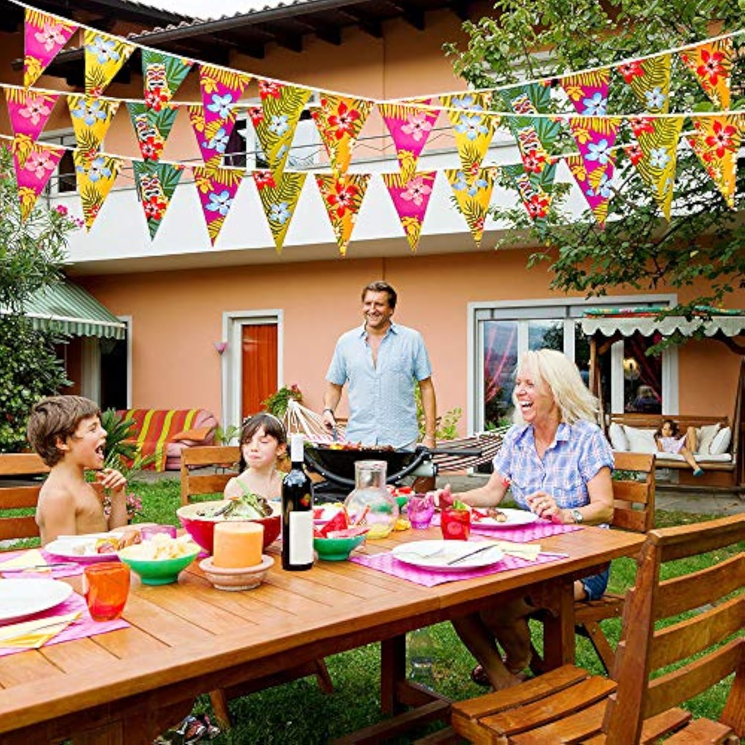 4 Pack Hawaiian Bunting Banner Luau Party Tropical Party Bunting Total