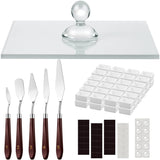 109 Pcs Watercolor Paint Muller Set Glass Paint Muller Slab, Drawing Knives And Watercolor Half Pans With Magnetic Stripe For Diy Oil Acrylic Drawing(2.95'' In Dia)