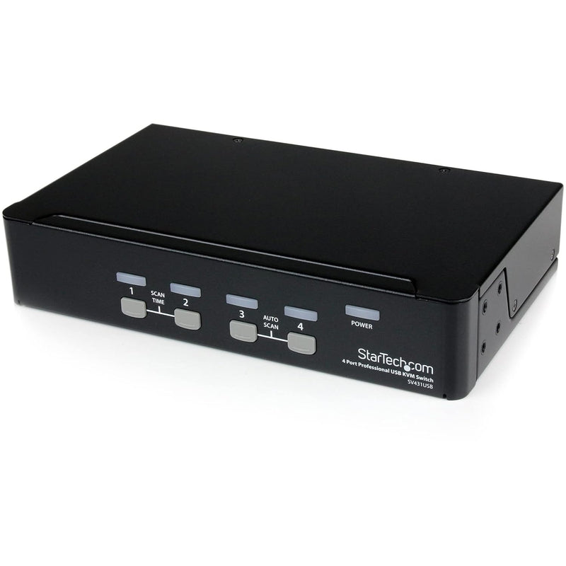 4 Port Professional Vga Usb Kvm Switch With Hub - 1U Rack-Mountable Kvm Switch