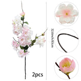 2Pcs Artificial Cherry Blossom Flower Bulk Plum Pink Silk Peach Flowers Cherry Blossom Branches With Leaves For Spring Summer Decor Home Wedding Party Table Centerpieces