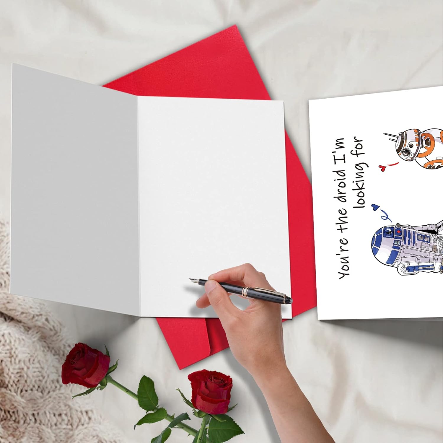 Romantic Valentines Day Card For Boyfriend,Geek Love Valentines Day Card From Girlfriend, Star Wars R2D2 And Bb8, “You’Re The Droid I’M Looking For.”