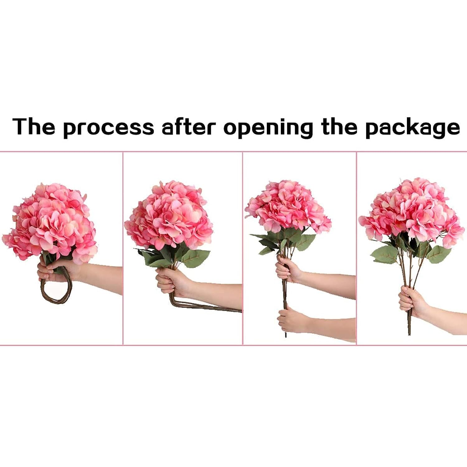 Artificial Flowers Silk Hydrangea Flowers With 5 Big Heads Fake Flower Bunch Bouquet For Home Wedding Party Decor Diy (Grey)