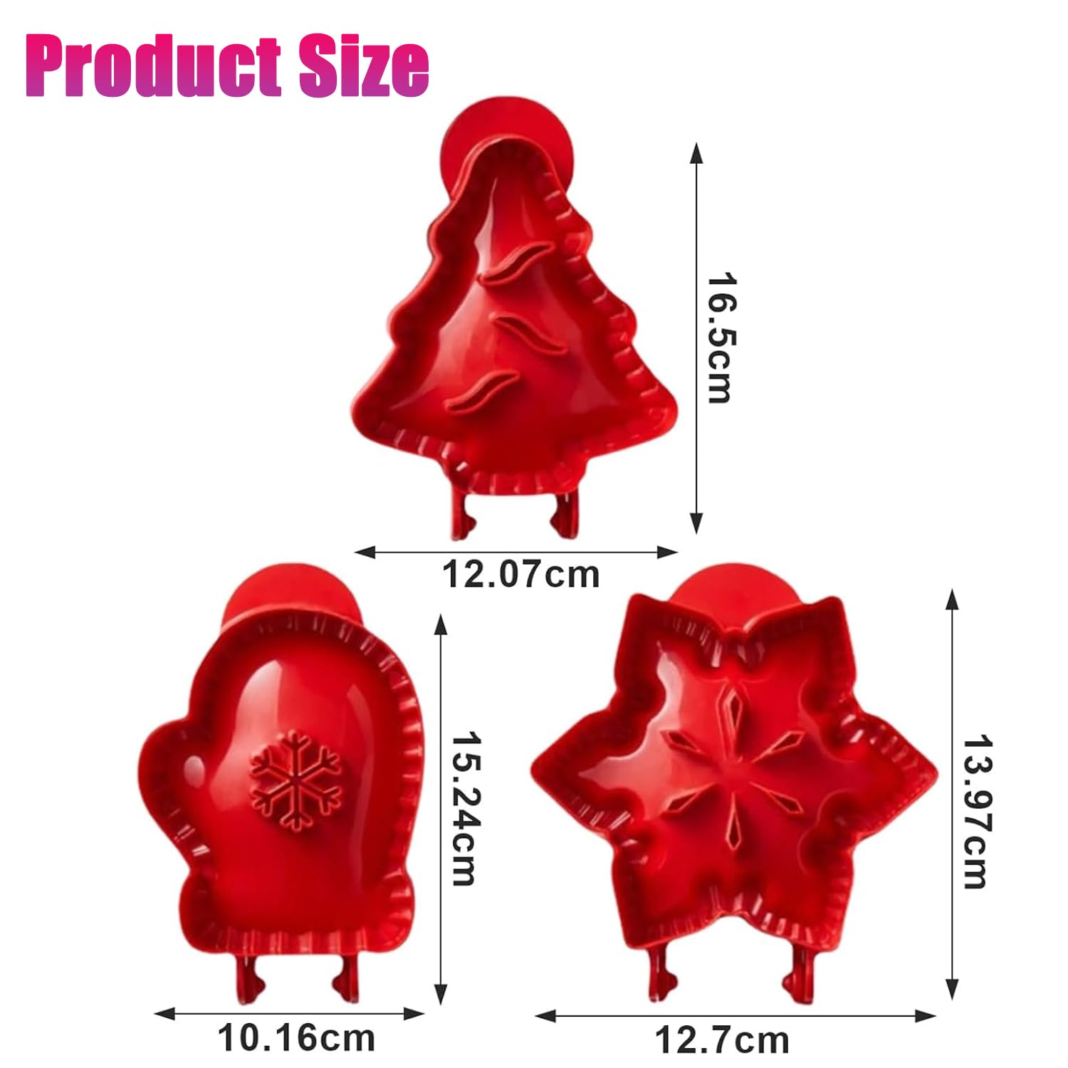 Holiday Mini Pie Mold, 3Pcs Christmas Baking Hand Pie Press Mold Maker With Snowflake, Mitt & Xmas Tree, Party Potluck Hand Pie Molds For Festivals And Parties