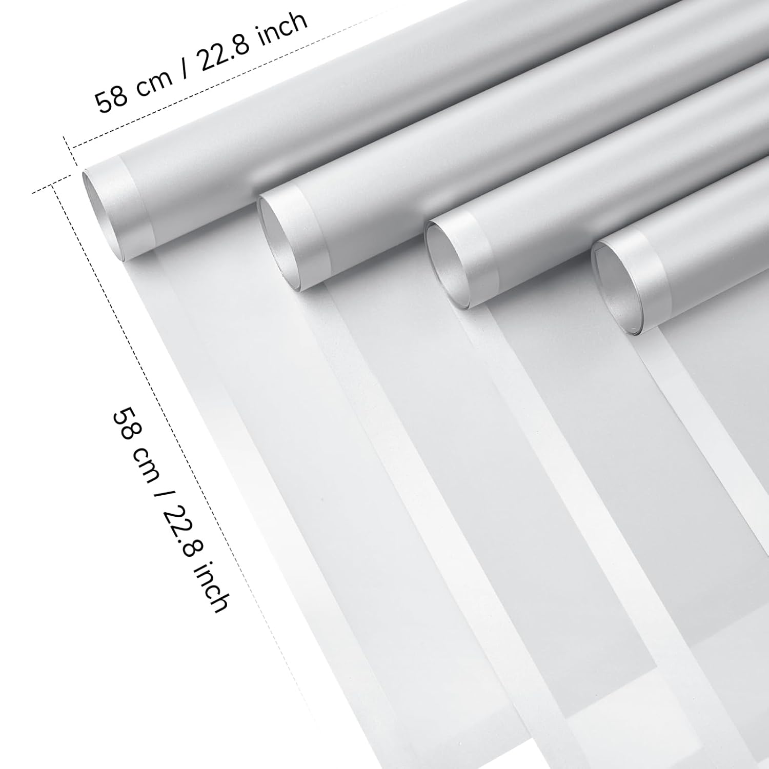 20 Sheets Silver Flower Wrapping Paper, Waterproof Translucent Korean Floral Paper For Flower Bouquet Wraps Gift Packaging Florist Supplies (22.8 X 22.8 Inch)