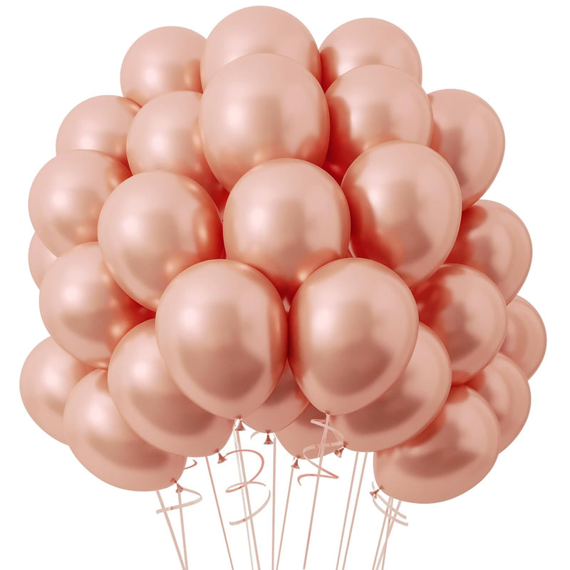 120Pcs Rose Gold Balloons 12 Inches Latex Balloons, Pearl Rose Gold Ba