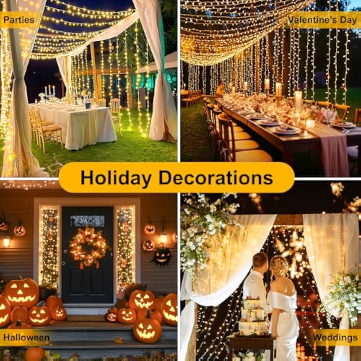 200Ft 600Led Christmas Lights Plug In,Warm White Waterproof Fairy Lights With Timer/8 Modes, Christmas Tree Lights Light