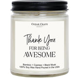 Thank You Candle Gifts For Women - Thank You For Being Awesome - Gratitude Present, Appreciation Present, Gift For Friends, Mentor, Neighbor, Awesome Inspirational Candle For Co-Worker, Usa Made