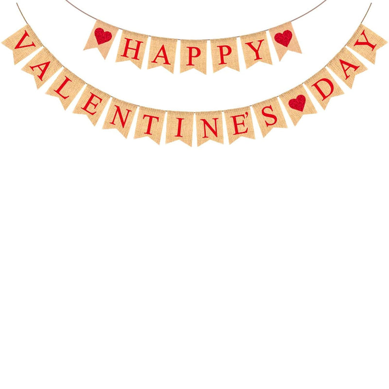 Happy Valentines Day Banner Valentine’S Day Decorations Glitter Heart