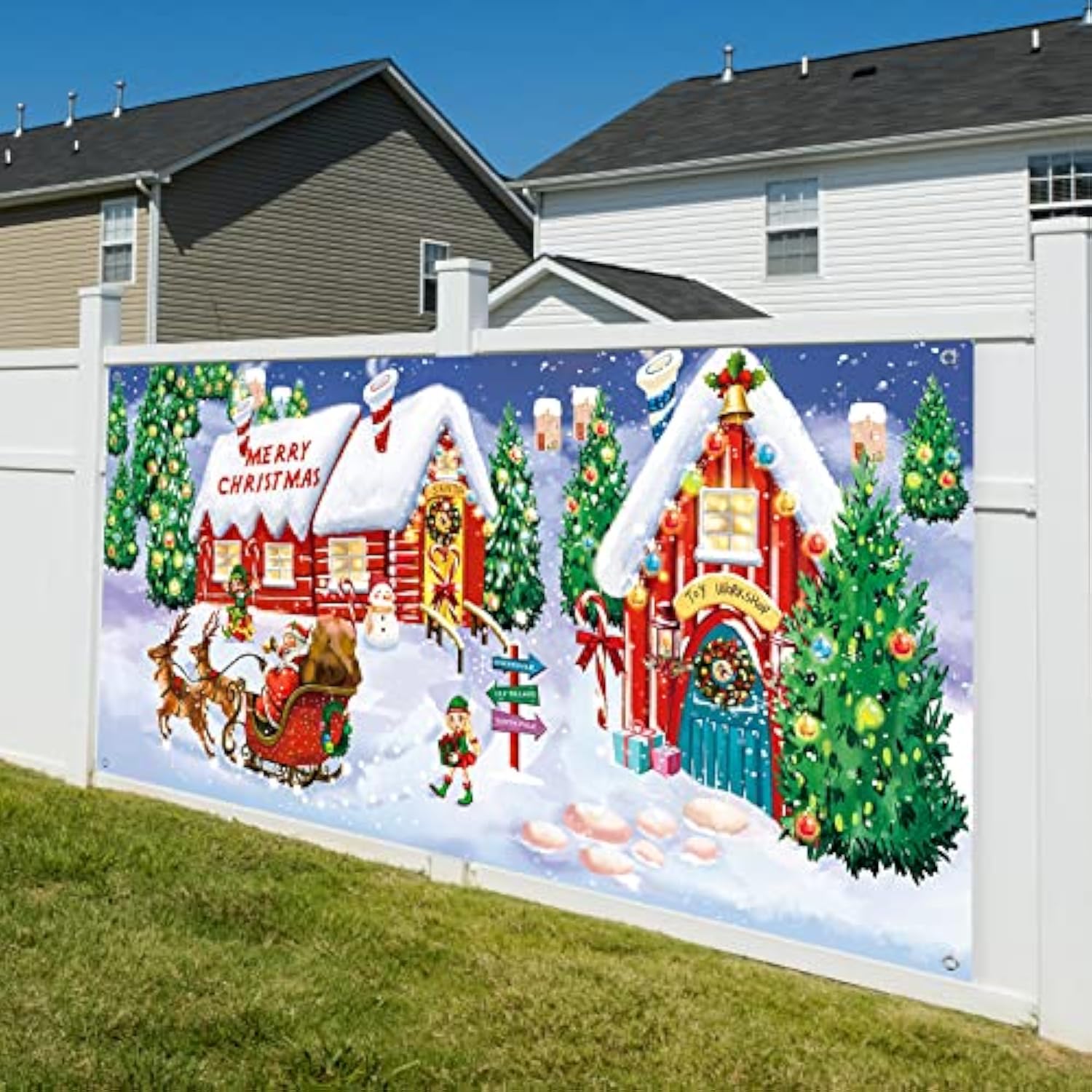 Christmas Garage Door Cover Decorations 6 X 13 Ft Large Merry Christmas Double Garage Door Cover 2025 Xmas Holiday Backdrop Hanging Decor For Xmas New Year Outdoor Background Photo Props