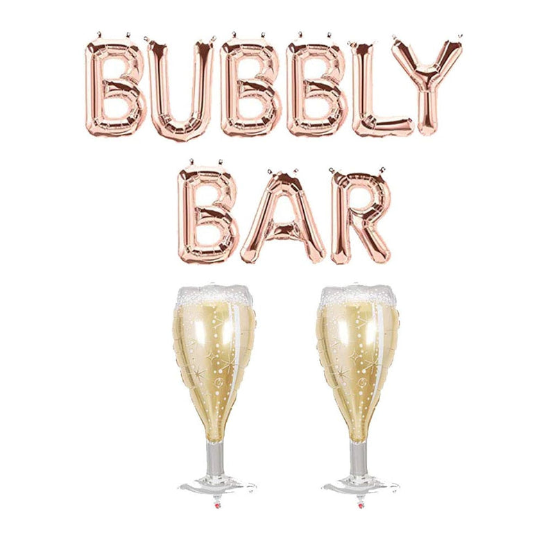 16Inch Bubbly Bar Letter Foil Balloons, Rose Gold Letter Balloons And