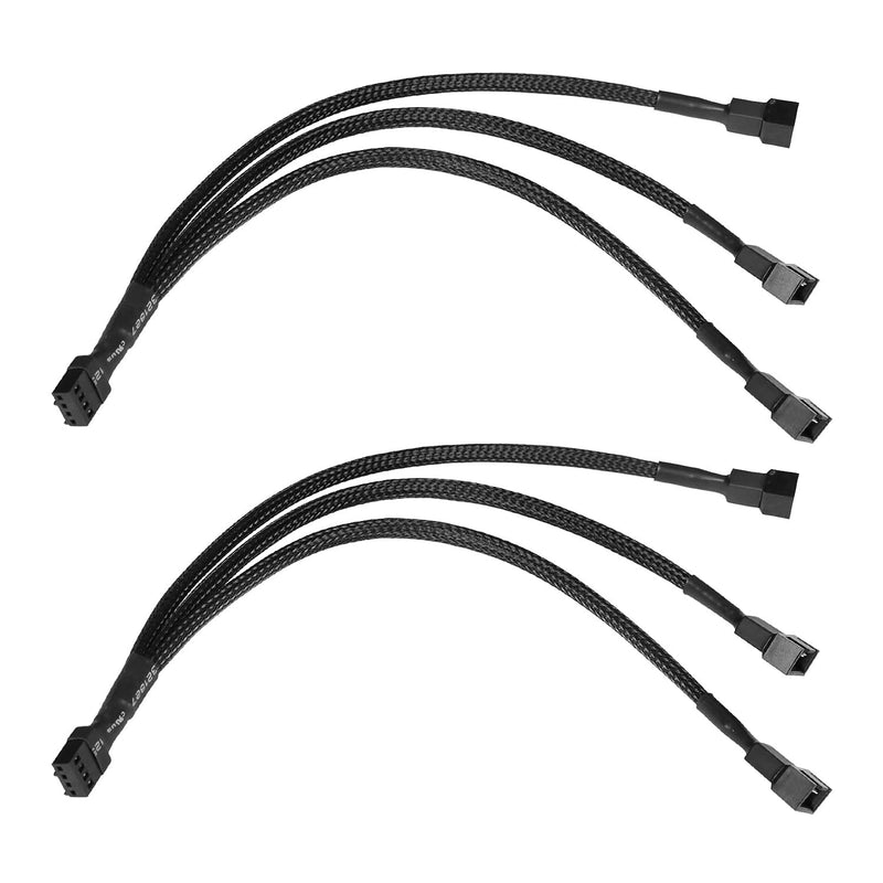 Vetroo 2 Pack 1 to 3 Converter PWM Fan Splitter Cable, Sleeved Braided Adapter