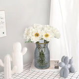 White Poppy Flowers Artificial 2 Bouquets Fake Poppies 10Pcs Real Touch Faux Poppy Flowers Stems For Wedding Party Office Home Decor(White)