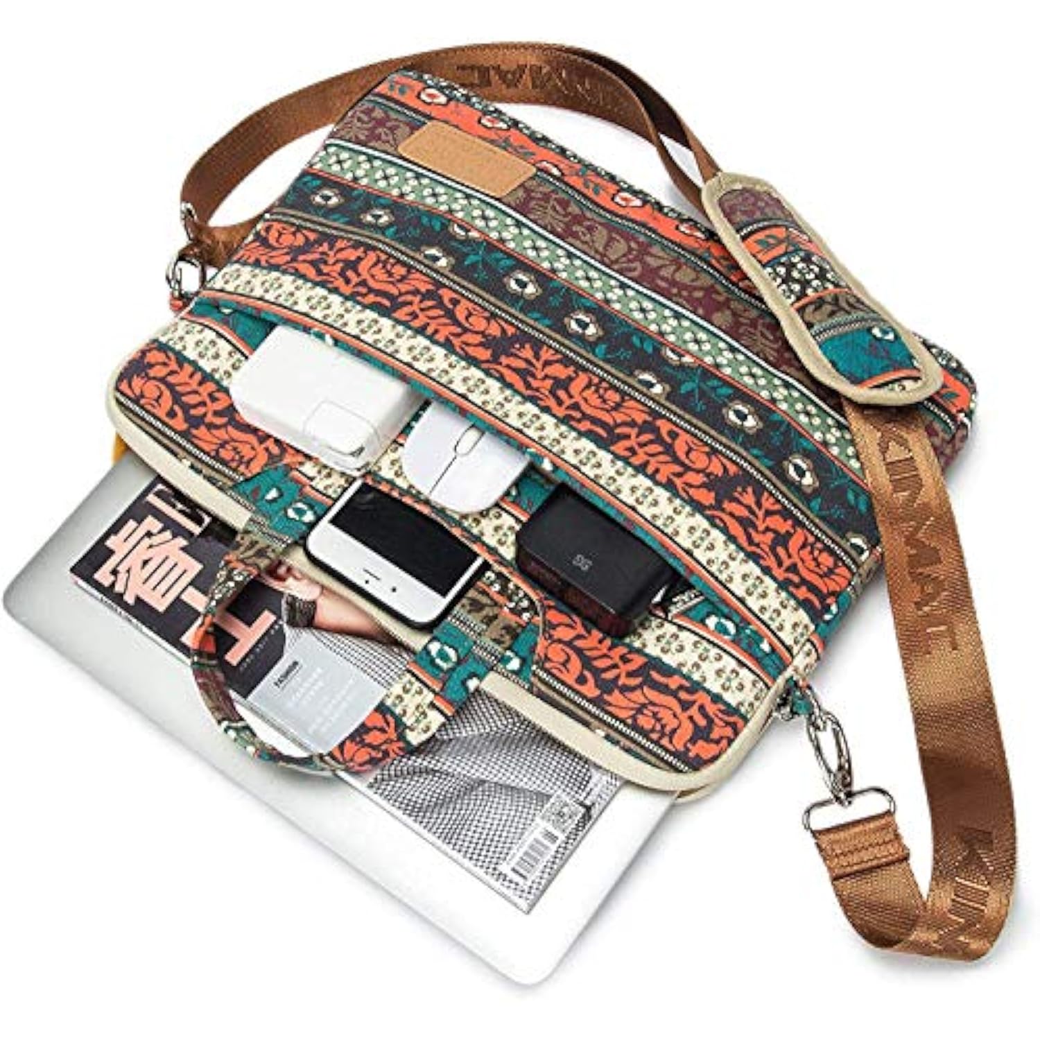 New Bohemian 360° Protective Water Resistant Canvas Laptop Shoulder Messenger Sleeve Briefcase Case Bag For Macbook Air 13 Inch,Ipad Pro 13 Inch,Macbook Pro14 Inch And 13 Inch-14 Inch Laptop
