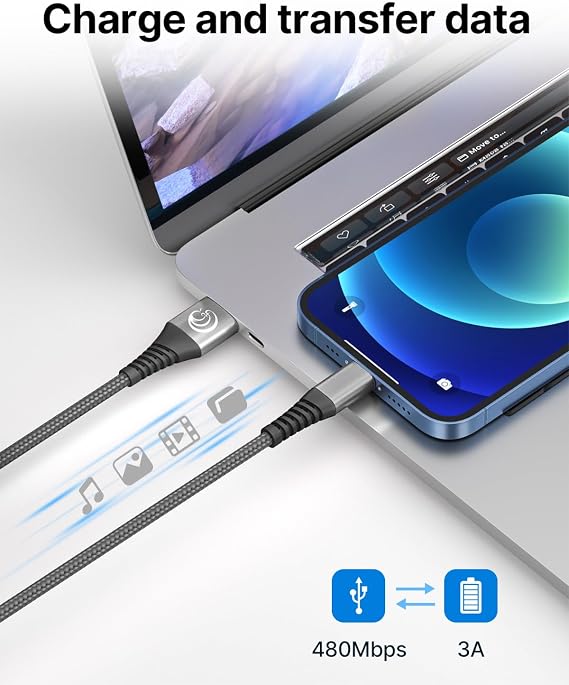 2 Pack 10FT MFi Certified Lightning Charging Cable Fast Charger for iPhone iPad