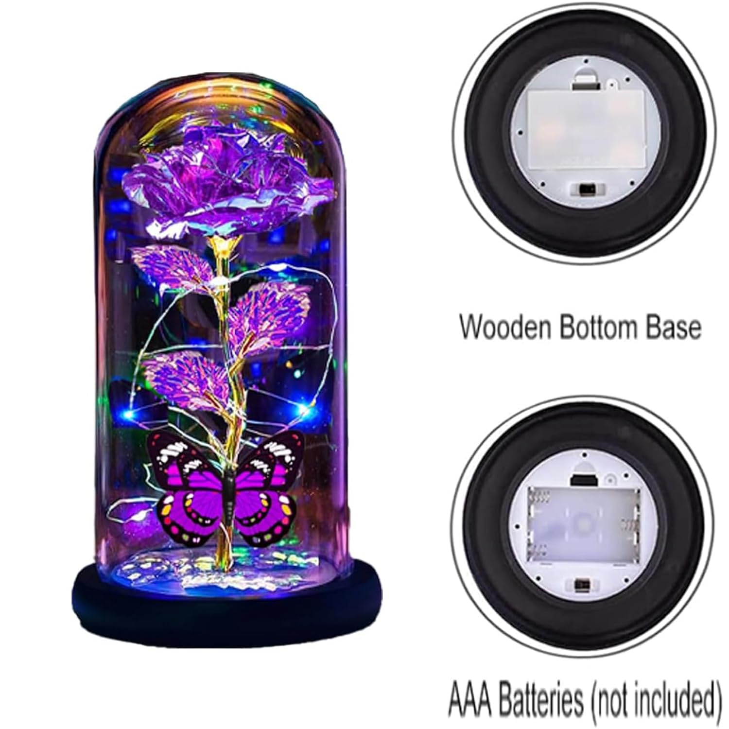 Valentines Day Rose Flowers Gifts For Her, Valentines Day Gifts For Her Mom Wife Girlfriend,Light Up Rose Gifts For Women,Glass Rose Valentines Gifts For Daughter, Birthday Gifts For Mom,Purple Rose