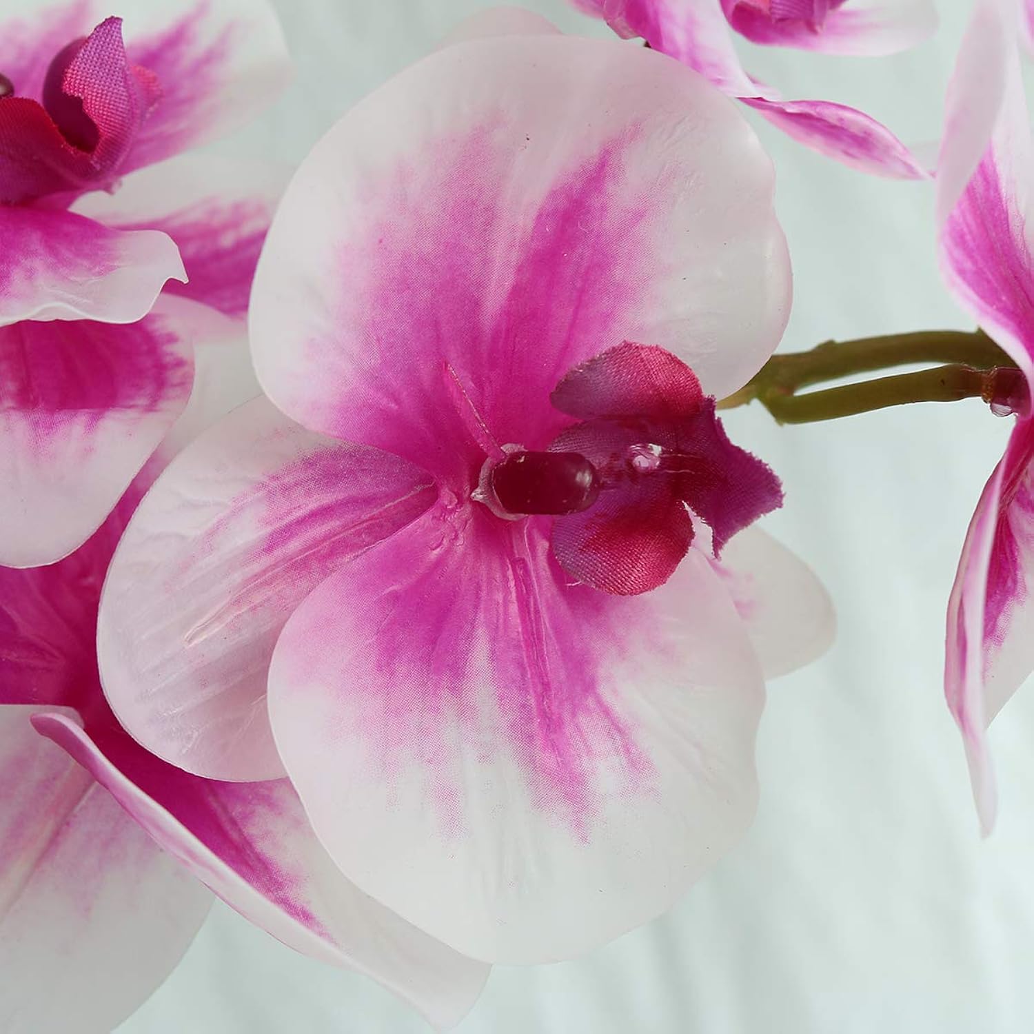 Artificial Phaleanopsis Flowers Fake Orchids Leaves Branches For Home Bonsai Garden Decoration (Pink)