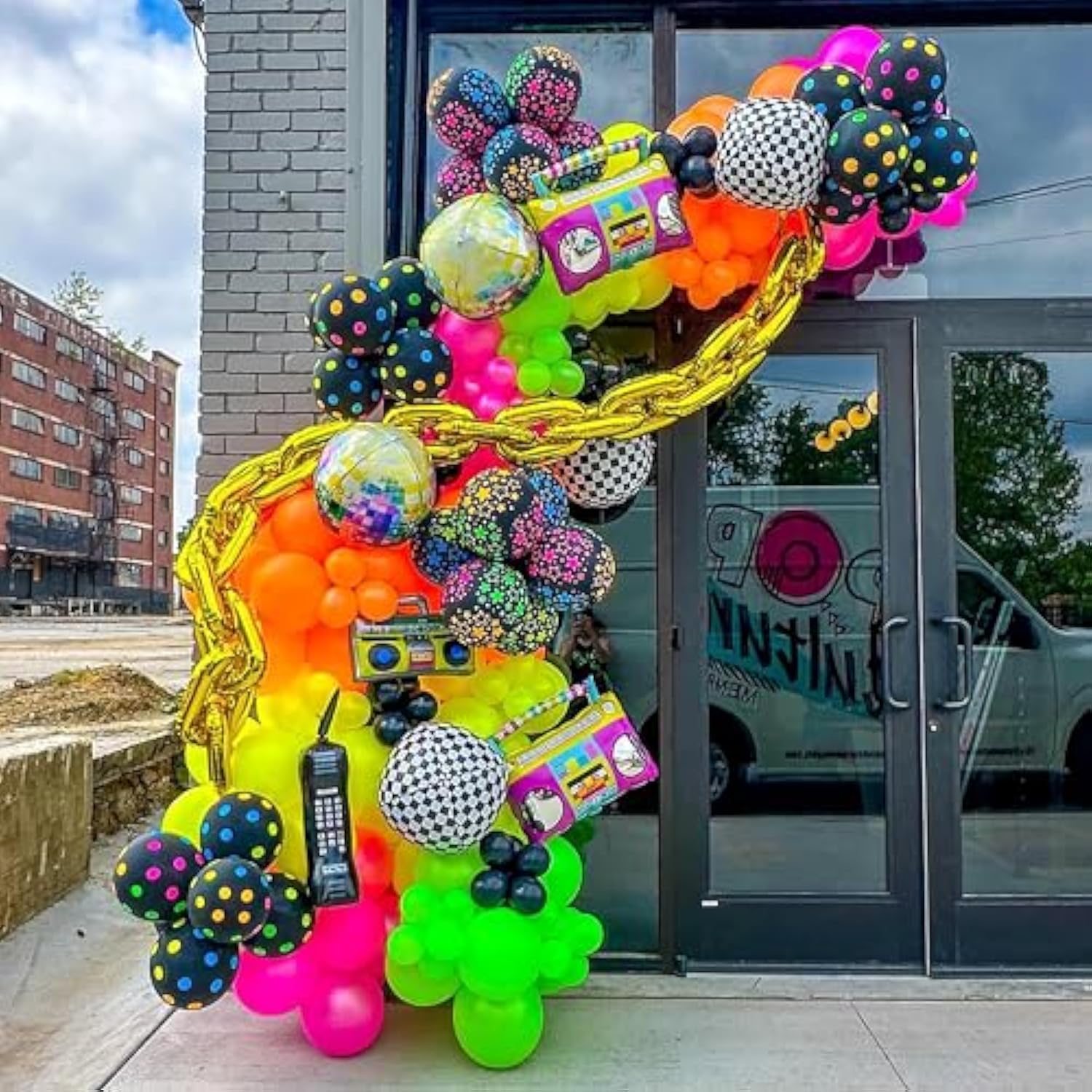 175Pcs Neon Balloons Arch Garland Kit, Glow In The Dark Balloons (Rainbow Star Dot) For Back To 80S 90S Disco Birthday Party Decorations, Fiesta, Let'S Glow Party, Rock Roll Party Supplies