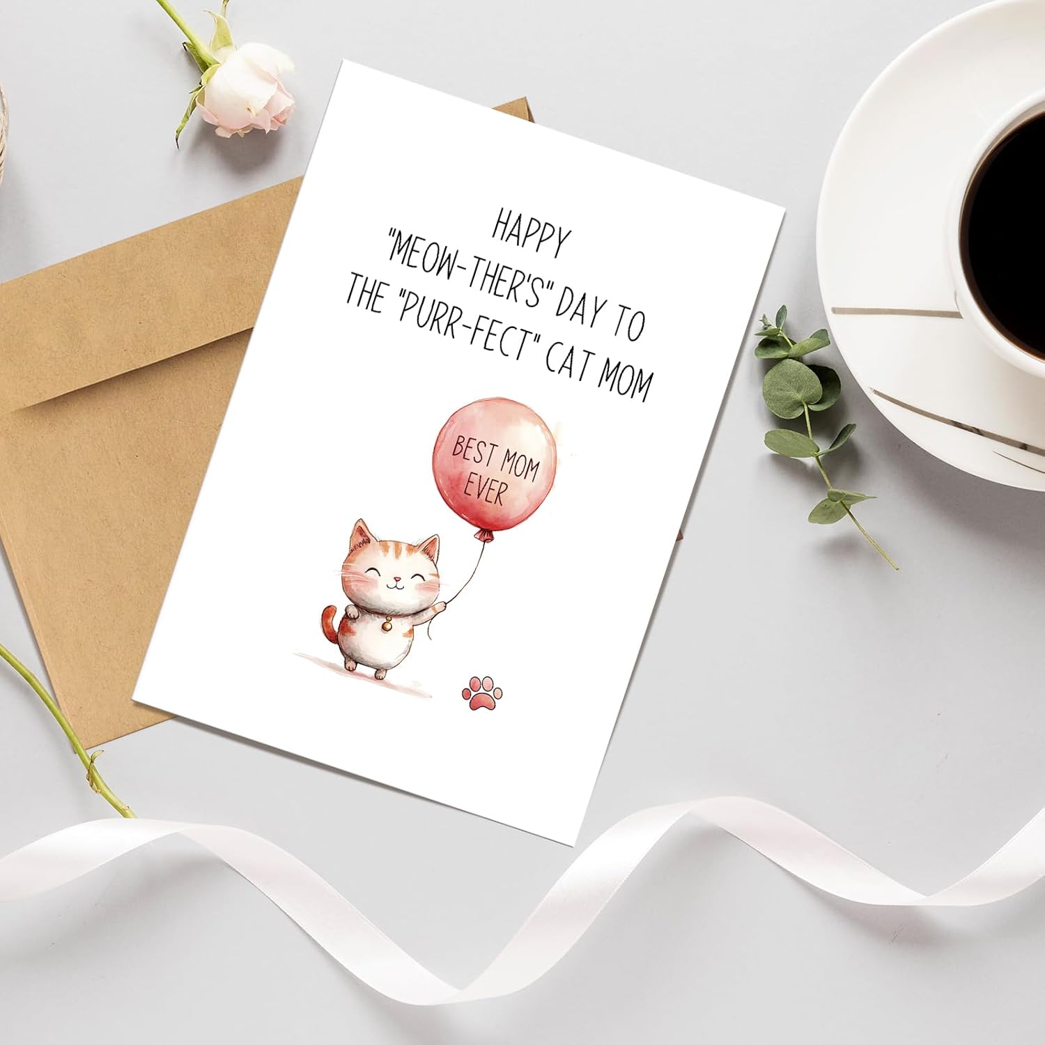 Cute Mother'S Day Card For Cat Mom, Funny Cat Mother'S Day Card For Cat Lover Owner, Naughty Mothers Day From Cat, Cat Mom Mothers Day Gift, Happy Meow-Thers Day Card