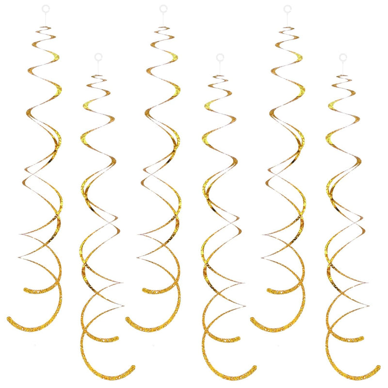 30 Pieces Gold Hanging Swirl Decorations Sparkle Golden Plastic Stream