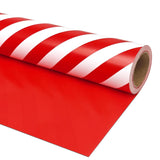 Mini Wrapping Paper Roll - Reversible Design (17" X 120") - Red Stripes For Christmas, Birhtday, Wedding