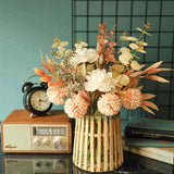 Artificial Fake Flowers Plants Silk Flower Arrangements Wedding Bouquets Decorations Plastic Floral Table Centerpieces For Home Kitchen Garden Party Décor (Champagne)