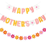Happy Mothers Day Banner Mothers Day Decorations Sign Bunting Banner Garland with Daisy for Mothers Days DIY Home, Office, Fireplace, Wall Party Supplies Event Decorations Photo Props