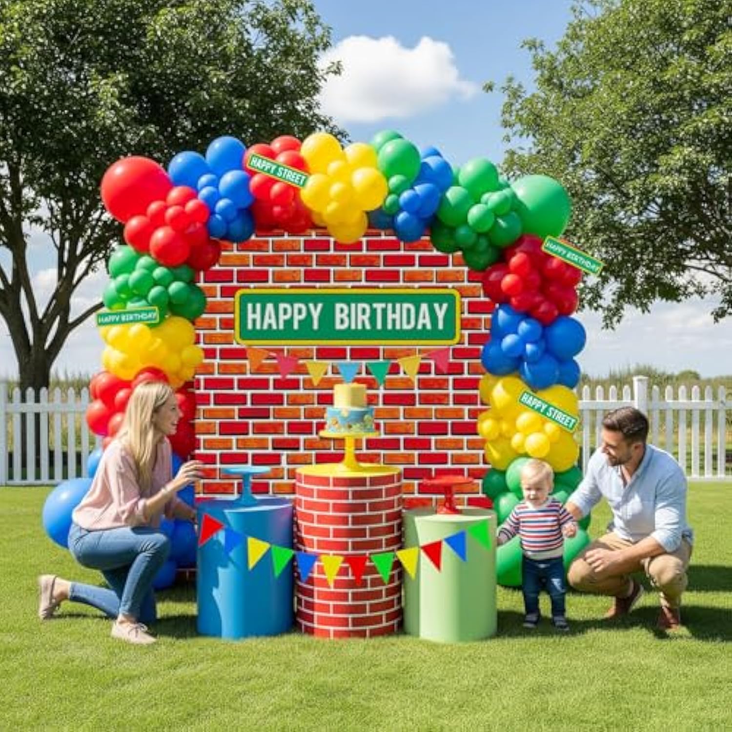 Sesame Friends Birthday Party Supplies Party Decorations Set Include Banner Backdrop Red Blue Balloon Garland Arch Kit Stickerfor Boys Girls Sesame Theme Party Kid Birthday Supplies