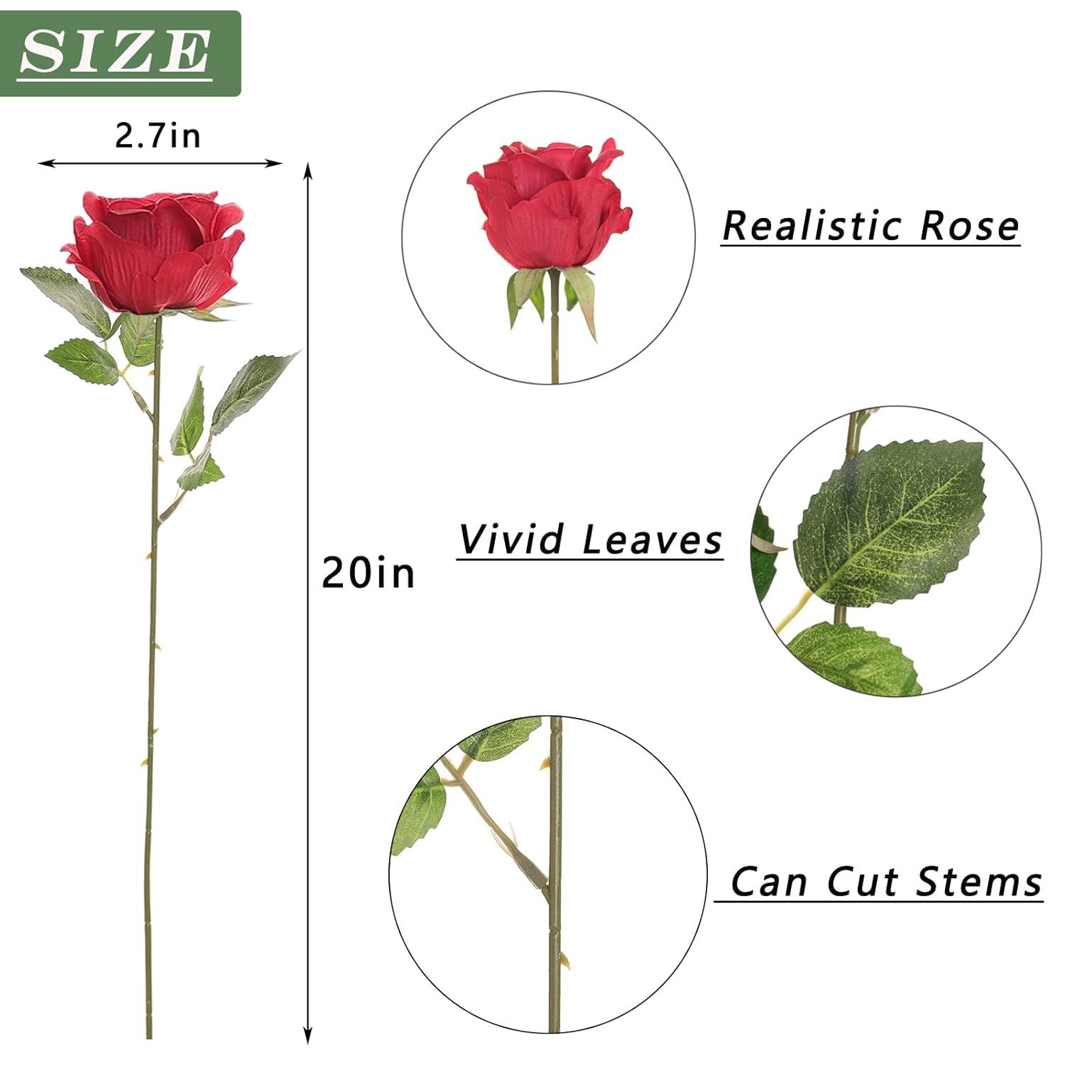 60 Pcs Artificial Rose Flower Realistic Faux Silk Roses Stem Fake Roses Bouquet For Flower Arrangement,Wedding Centerpieces,Party,Home Decorations (Burgundy)
