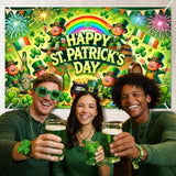 St. Patrick'S Day Banner 71X43 Inch Leprechaun Shamrock Irish Party Decorations Outdoor Porch Entrance Celebration Green Holiday Display Background For Happy St. Patrick'S Day Decor