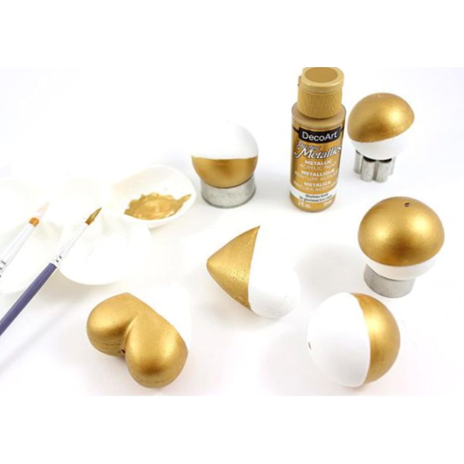 DecoArt Dazzling Metallics - 2 Ounce 4 Pack Glorious Gold Acrylic Paint Set Gold Metallic Acrylic Paint Art Supplies- Art Projects, Home Decor- E-book