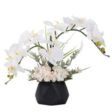 Artificial Potted Orchid Flower For Table Centerpieces,Real Touch White Fake Orchid Flowers In Vase For Home Decoration (Style 2,Black Vase)