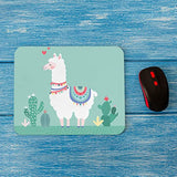 Llama Square Mousepads Desktop Notebook Mouse Mat Lovely Animal Lama Alpaca Cactus Floral Mouse Pads For Working And Gaming Office Accessories Desk 9.5X7.9 Inch