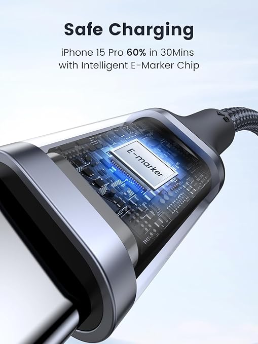 2 Pack USB C to USB C Cable 3.3FT 100W Fast Charging Cord for iPhone 17 16 MacBook Samsung Galaxy S25 Black