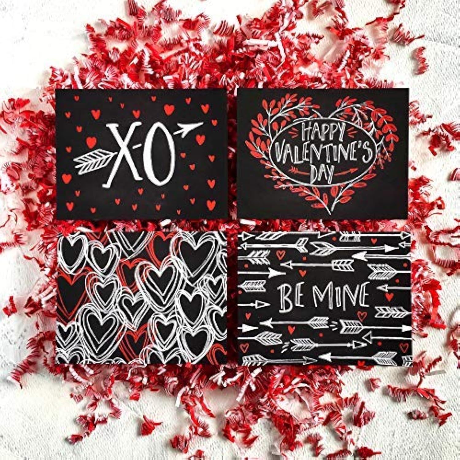 Valentines Day Card Set - Set Of 8 Chalk Art Blank Valentines Day Cards With Envelopes - Assorted Valentine Cards Great For Adults - Valentines Note Cards - Made In The Usa