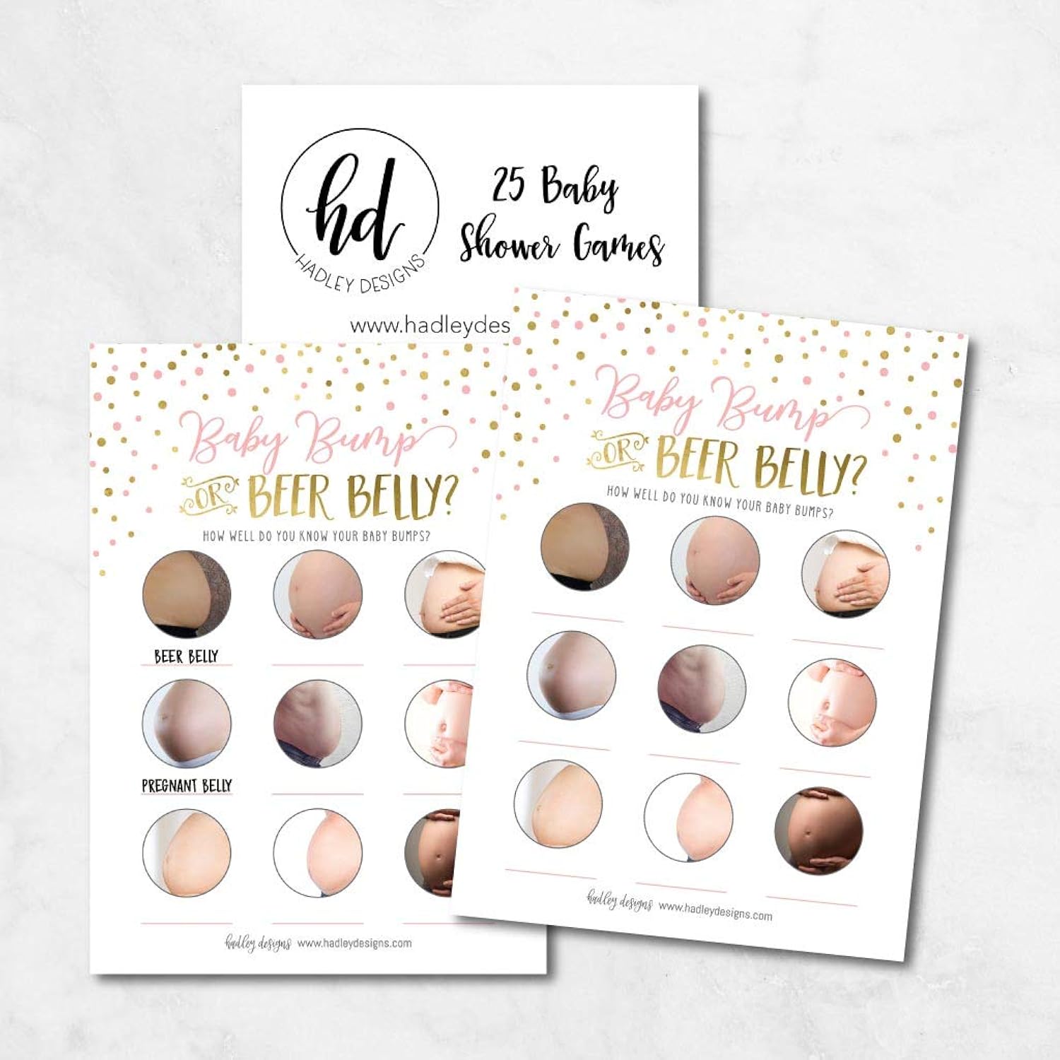 Baby Shower Games For 25 Guests - Hilarious Beer Belly Or Baby Bump Game, Funny Babyshower Game Girl Boy Gender Neutral, Pink Dots Gender Reveal Games, Made In Usa