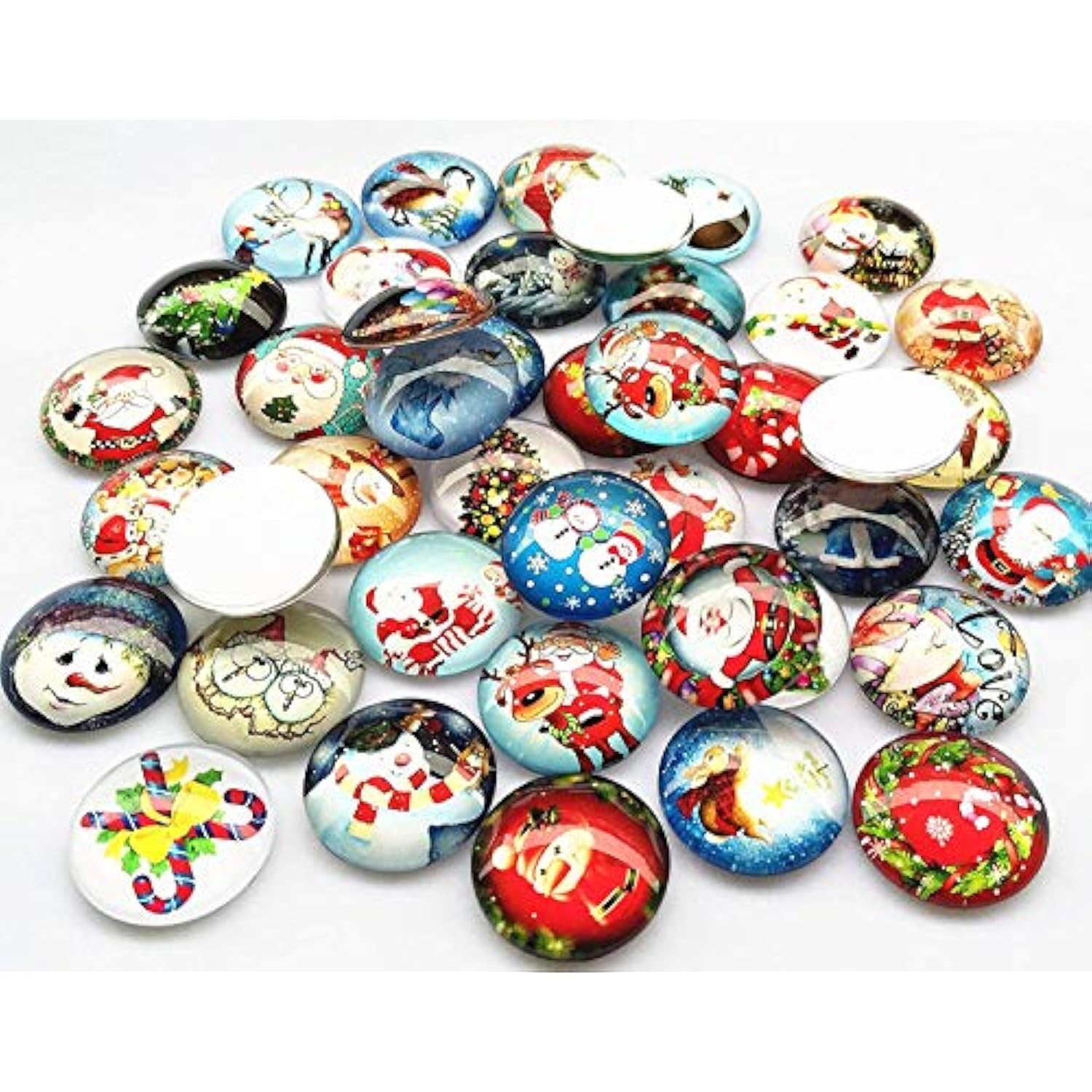 30Pcs 20Mm(3/4") Assorted Styles Christmas Snow Man Tree Claus Jingle
