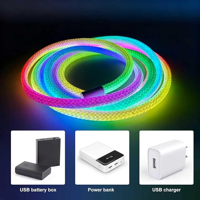16.4FT USB Powered LED Rope Lights Music Sync Chasing Neon Light for Game Room Bedroom Living Room Wall Decor