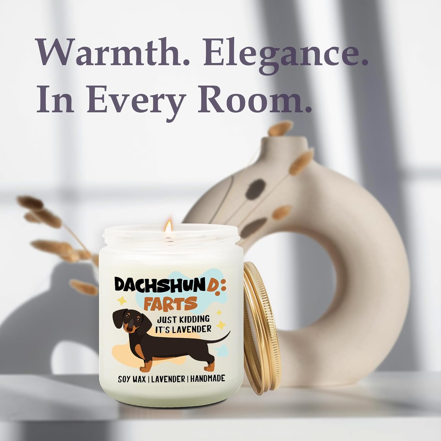 Dachshund Gifts For Women, Dachshund Decor Candle Gifts For Women Lavender Scented, Dachshunds Candle, Weenies Decor, Weiners Dog Stuff, Funny Weenie Dog Gift For Home Mom Friends Coworker