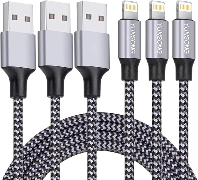 3 Pack Apple MFi Certified iPhone Charger Cable 6FT Nylon Braided Lightning Fast Charging USB Cord for iPhone 14 13 12 11 iPad