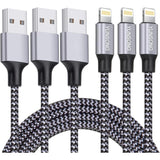 3-Pack 6Ft MFi iPhone Charger Nylon Braided Lightning Cable Fast Charging