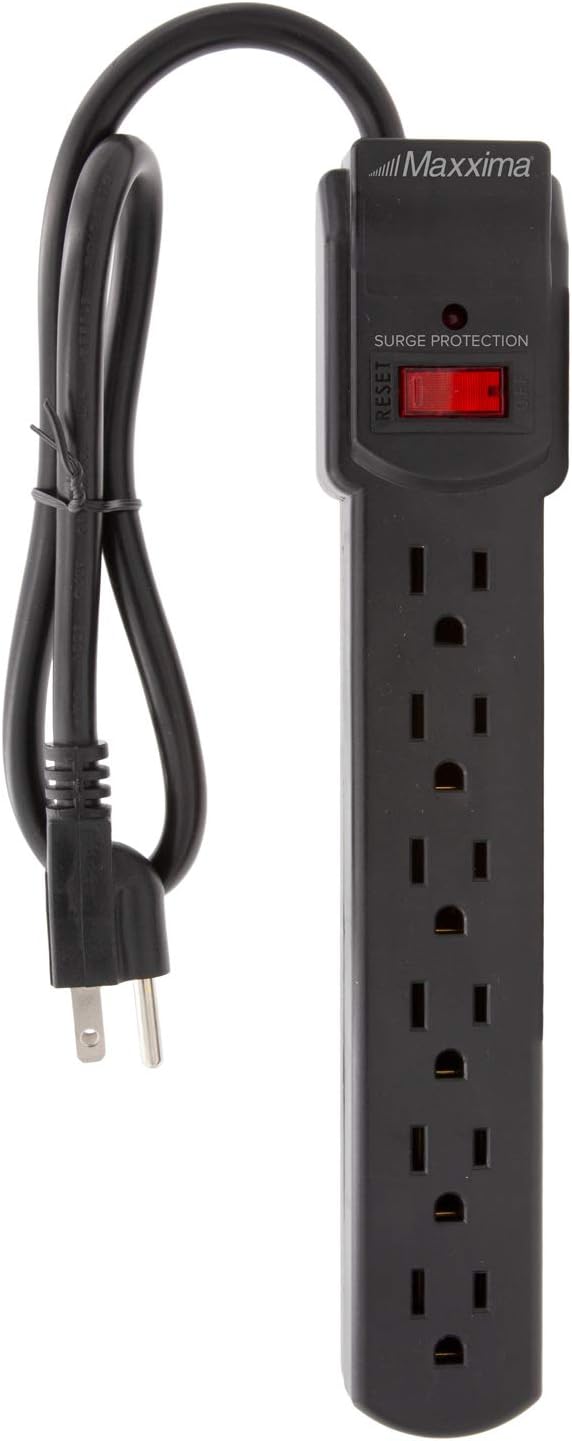 4 Pack 6 Outlet Surge Protector Power Strip 300 Joules with On Off Switch Black