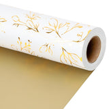 Reversible Wedding Wrapping Paper - Gold And White Botanical Foil Design For Wedding, Valentine'S Day, Bridal Shower, Anniversaries, 17 Inch X 33 Feet Elegant Design For Luxury Gifts