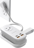 65W GaN Travel Power Strip 3 Outlets 4 USB Ports USB C 4FT Flat Plug Extension Cord White