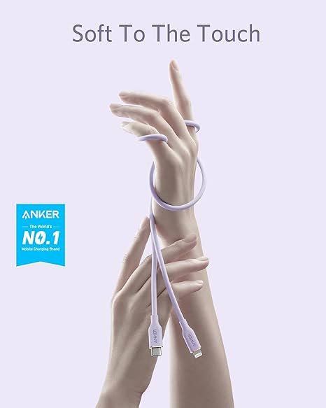 6FT MFi Certified USB C to Lightning Fast Charging Cable Silicone Lilac Purple for iPhone and iPad