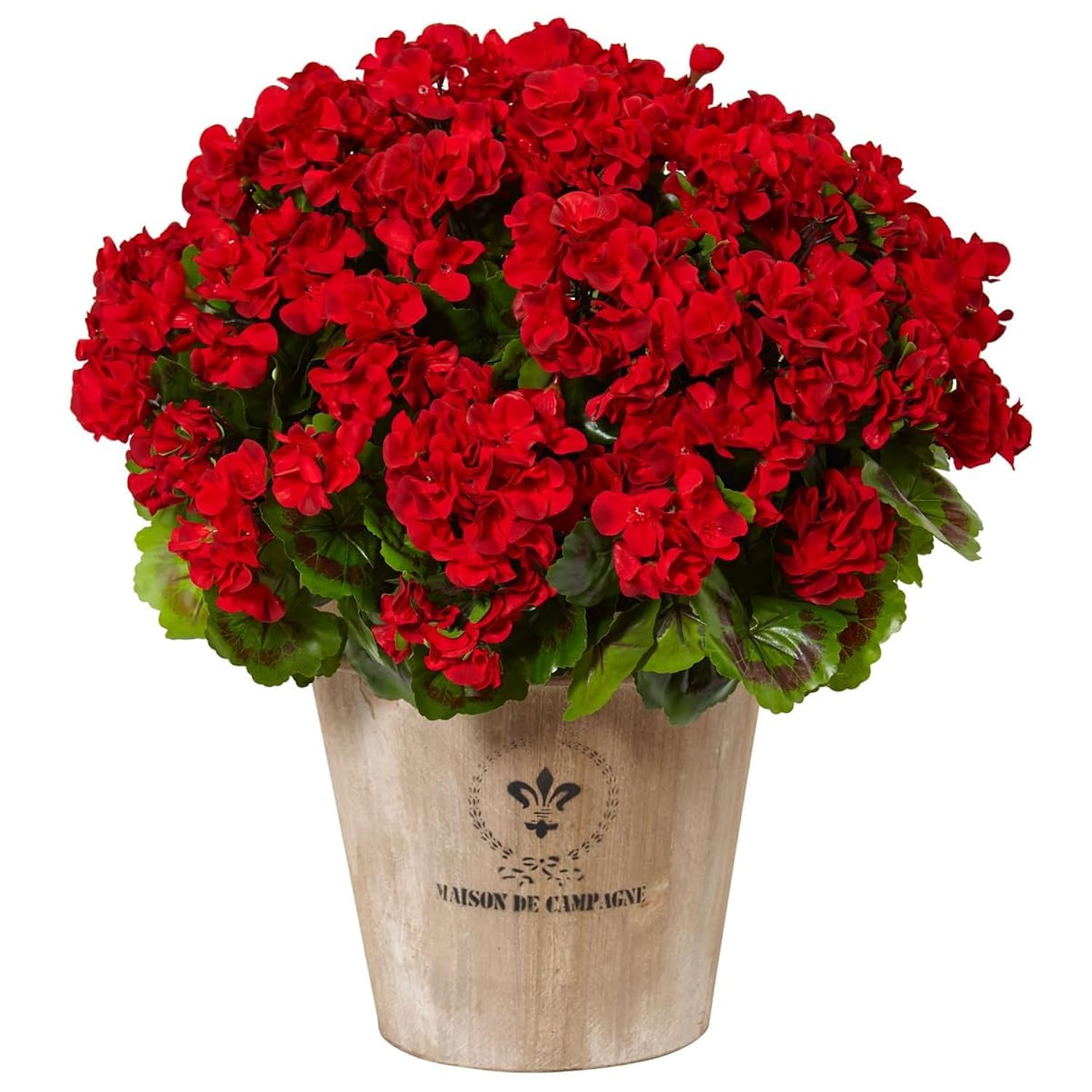 Artificial Geranium Silk Flower Bush Red 19 Inches Faux Geranium Flowers Plant For Outdoor Planter Home Patio Garden Decoration Set Of 2