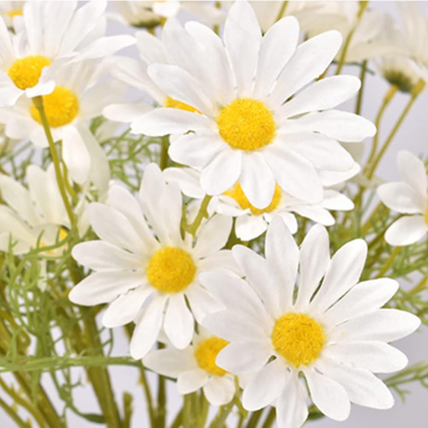 12 Bundles Artificial Flowers White Artificial Daisy Flowers Uv Resistant Outdoor Fake Wildflowers With Stems Faux Greenery Shrubs Plants Arrangements For Wedding Decoration Home Decoration