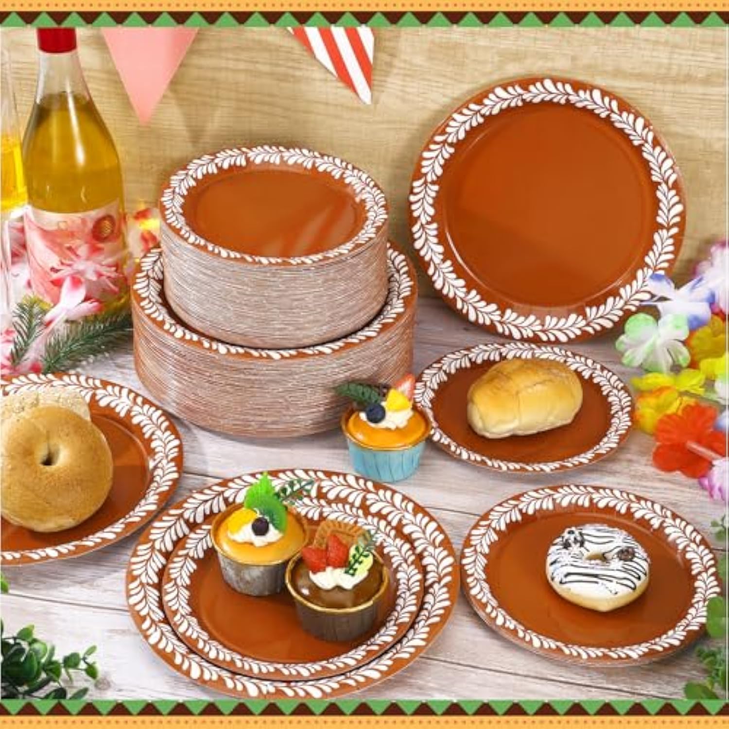 100 Pcs Platos De Barro Mexicanos Paper Plates Fiesta Party Plates 7 Inch Cielito Lindo Party Decoration Terracotta Clay Pottery Dishes For Taco Carnival Independence Day Baby Shower Supplies Wedding