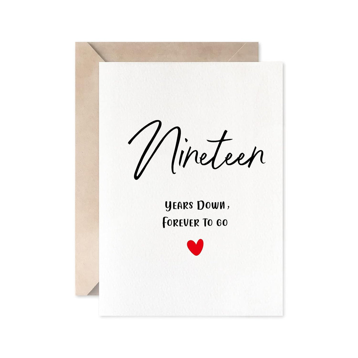 19Th Anniversary Card, Nineteen Years Down Forever To Go, Romantic Valentines Day Wedding Card For Husband Wife